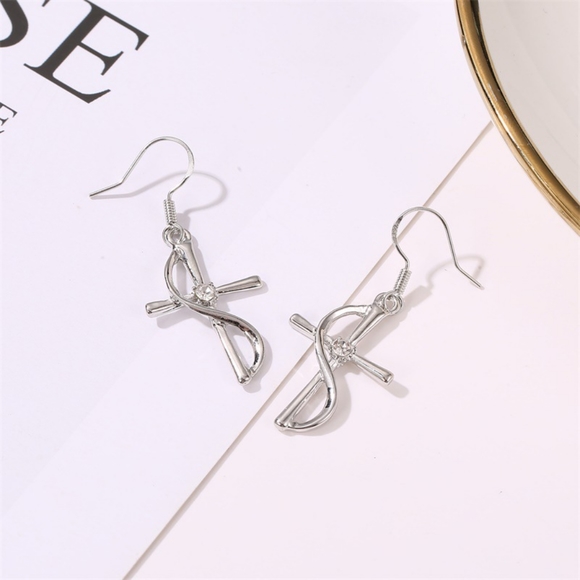 Silver Cross Necklace & Earrings Set - Picture 7 of 11